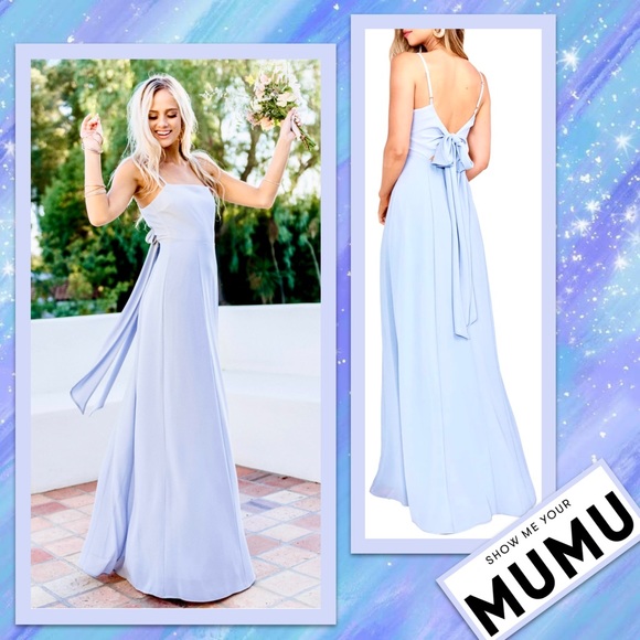 Show Me Your MuMu Dresses & Skirts - Show Me Your MuMu Lauren Tie Maxi Dress Steel Blue